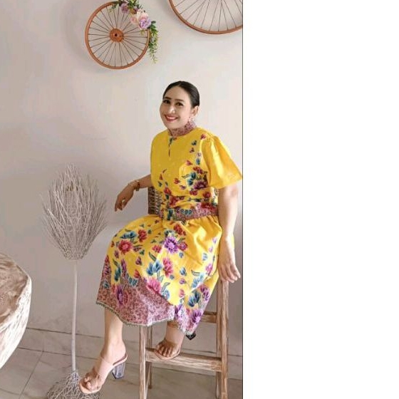 ONE SET ROK ATASAN BATIK BUNGA KUNING