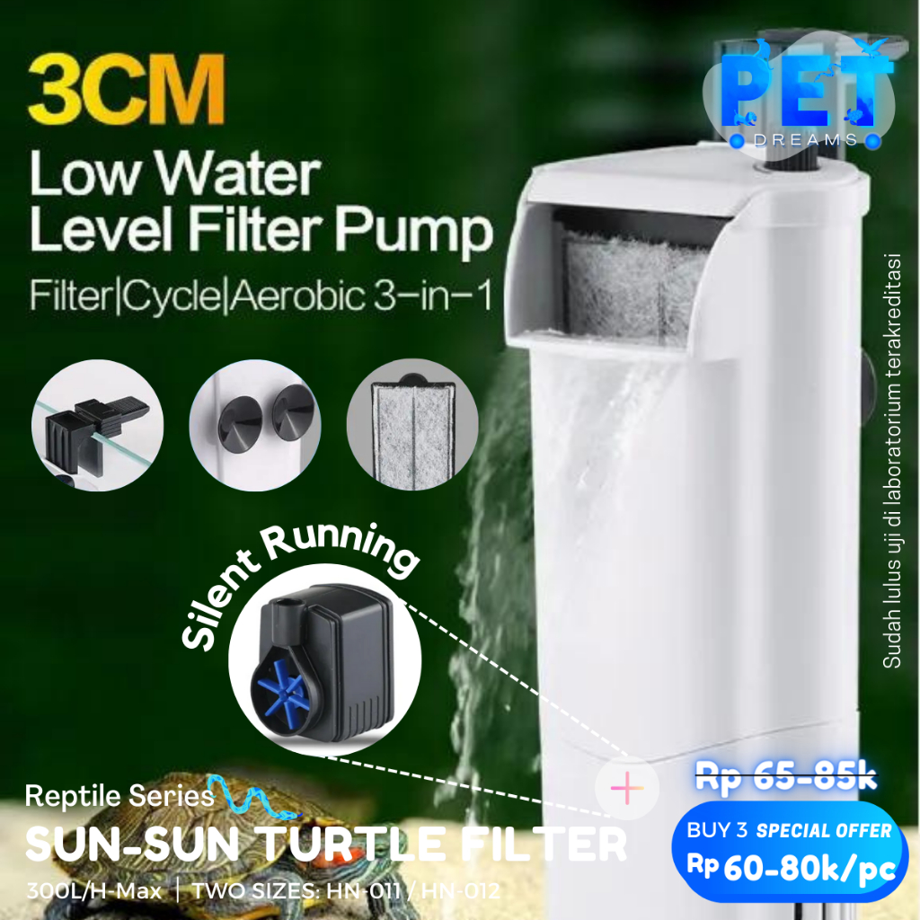 SUNSUN TURTLE LOW WATER FILTER TANK AIR DANGKAL KANDANG AQUARIUM AKUARIUM REPTIL KURA KURA BRAZIL