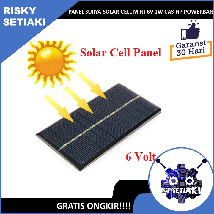 PANEL SURYA SOLAR CELL MINI 6V 1W CAS HP POWERBANK 18650 DIY