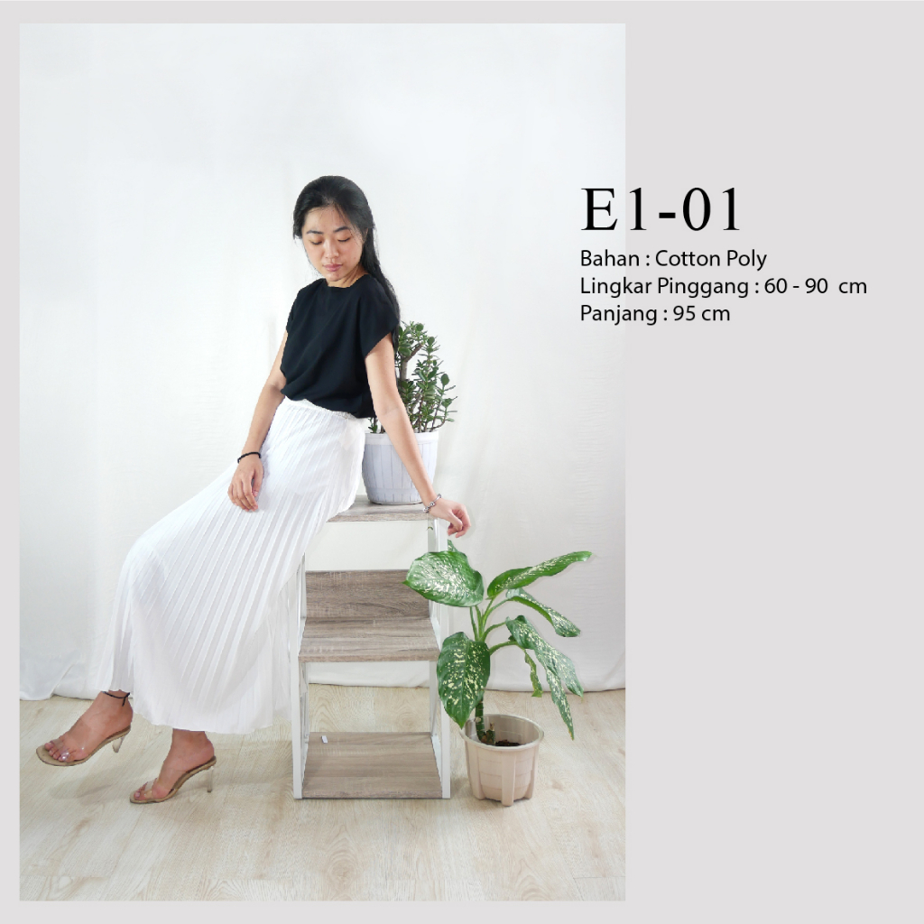 Rok Muslim Wanita Rok Plisket Polos Bawahan Panjang
