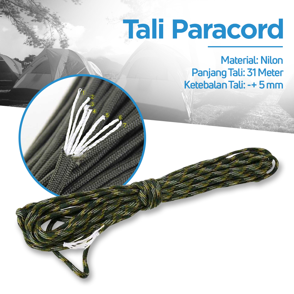 Tali Paracord Camping Adventure 7 Core 31 Meter - SS01 - OMSEANCO Camouflage