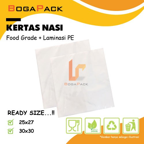 

Kertas dan alas Burger / kertas nasi anti minyak (isi 100 pcs) - 25x27