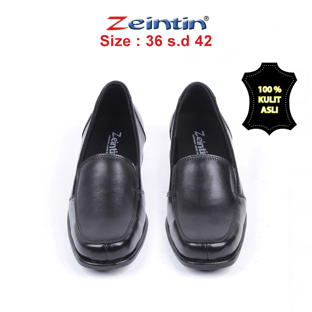 Zeintin - Sepatu Pantofel Wanita Bahan Kulit Asli Sepatu Paskibra Sepatu Sliop On Wanita Sepatu Pantofel Kerja Wanita Formal Original Zeintin BJ