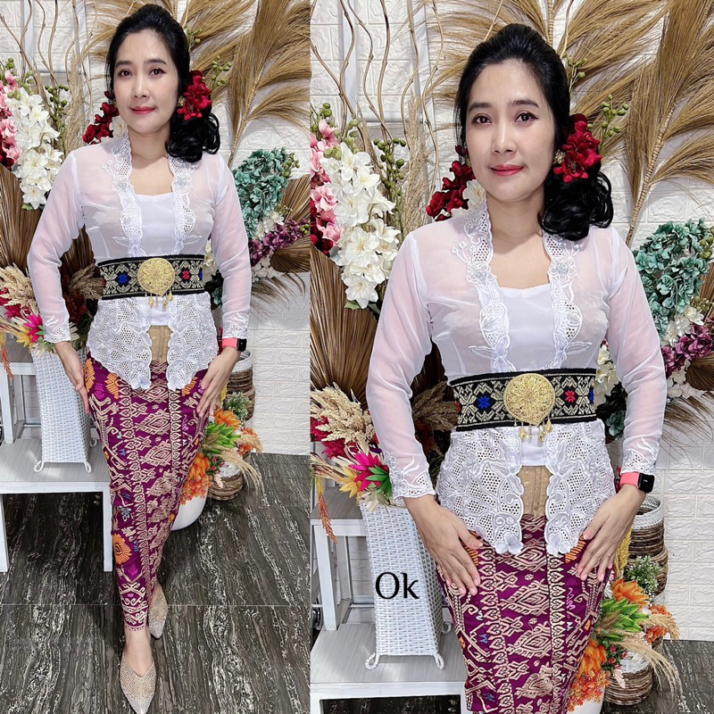 kebaya jadi bordir daun kerawang