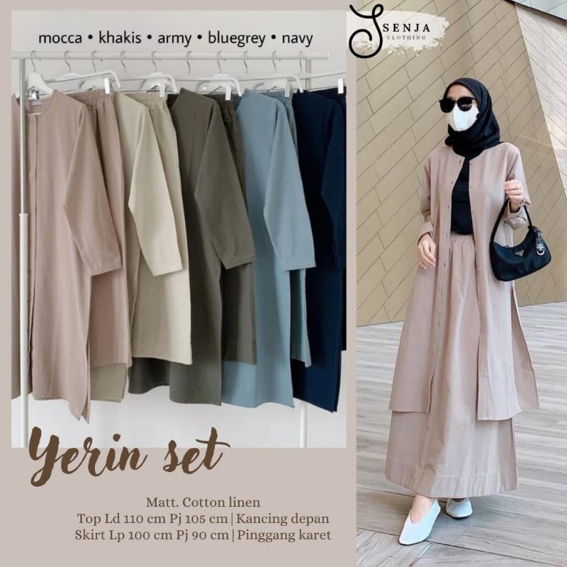 YERIN SET, SETELAN ROK LINEN, SETELAN KEKINIAN