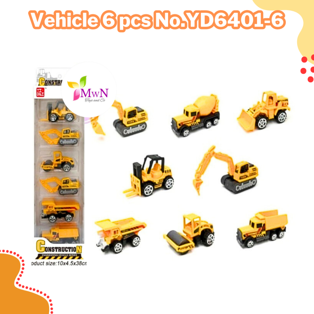 MWN.TOYS Mobil Die Cast Construction Engineering Vehicle 6 pcs No.YD6401-6