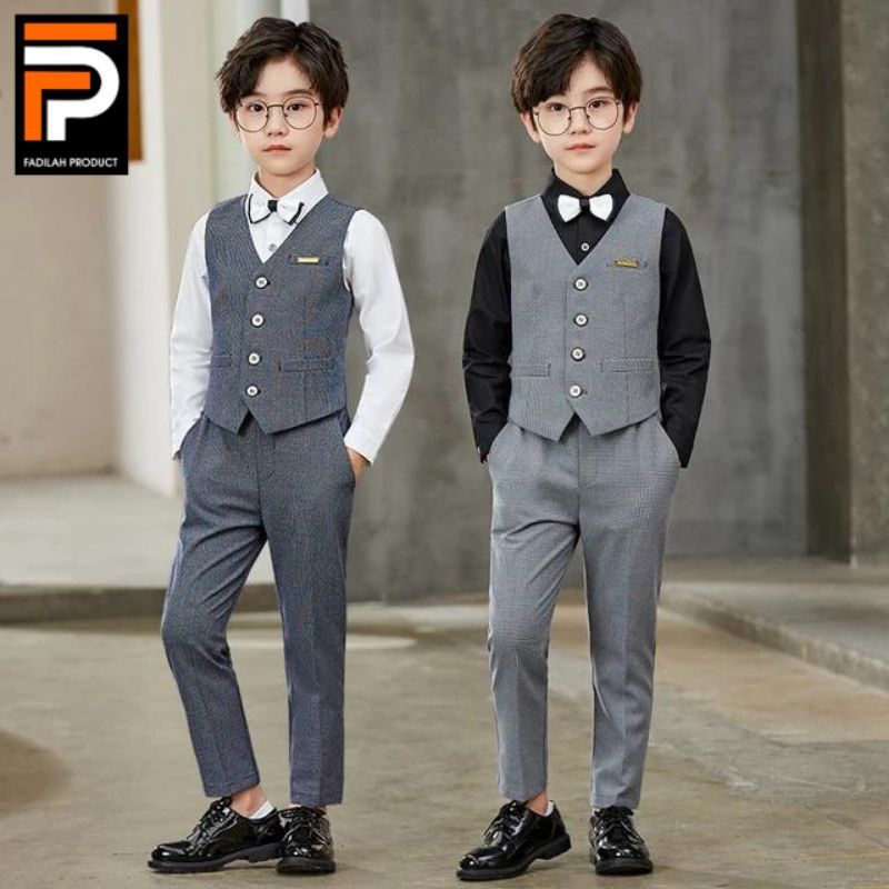 Setelan Rompi Formal Anak Laki-laki Premium Bahan Jas Usia 2thn _ 13thn / Rompi+celana Bahan Jas
