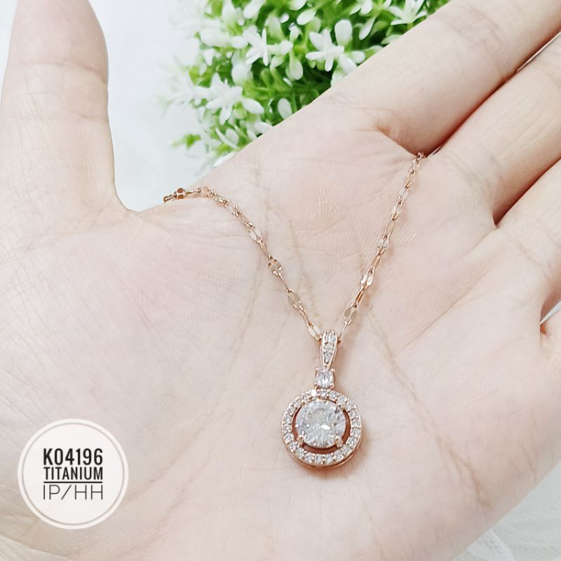 Kalung Titanium permata zircon mewah K04196