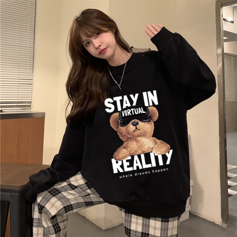 Sweater Cute Bear kaos oversize baju korean style wanita