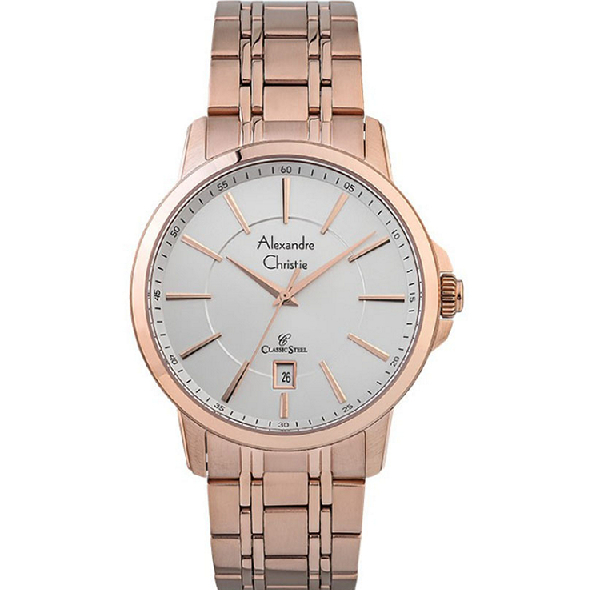 JAM TANGAN PRIA ALEXANDRE CHRISTIE AC8636 AC 8636 MDBRGSL ROSEGOLD SILVER ANALOG STAINLESS STRAP
