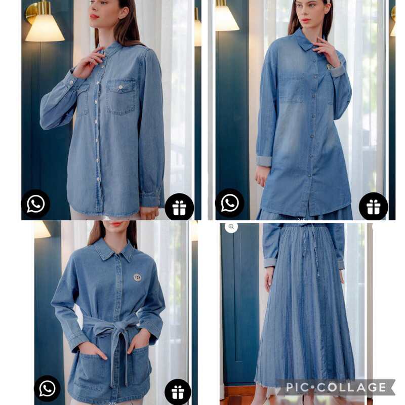denim skirt blue denim shirt denim shirt with pocket denim shirt with tie benang jarum