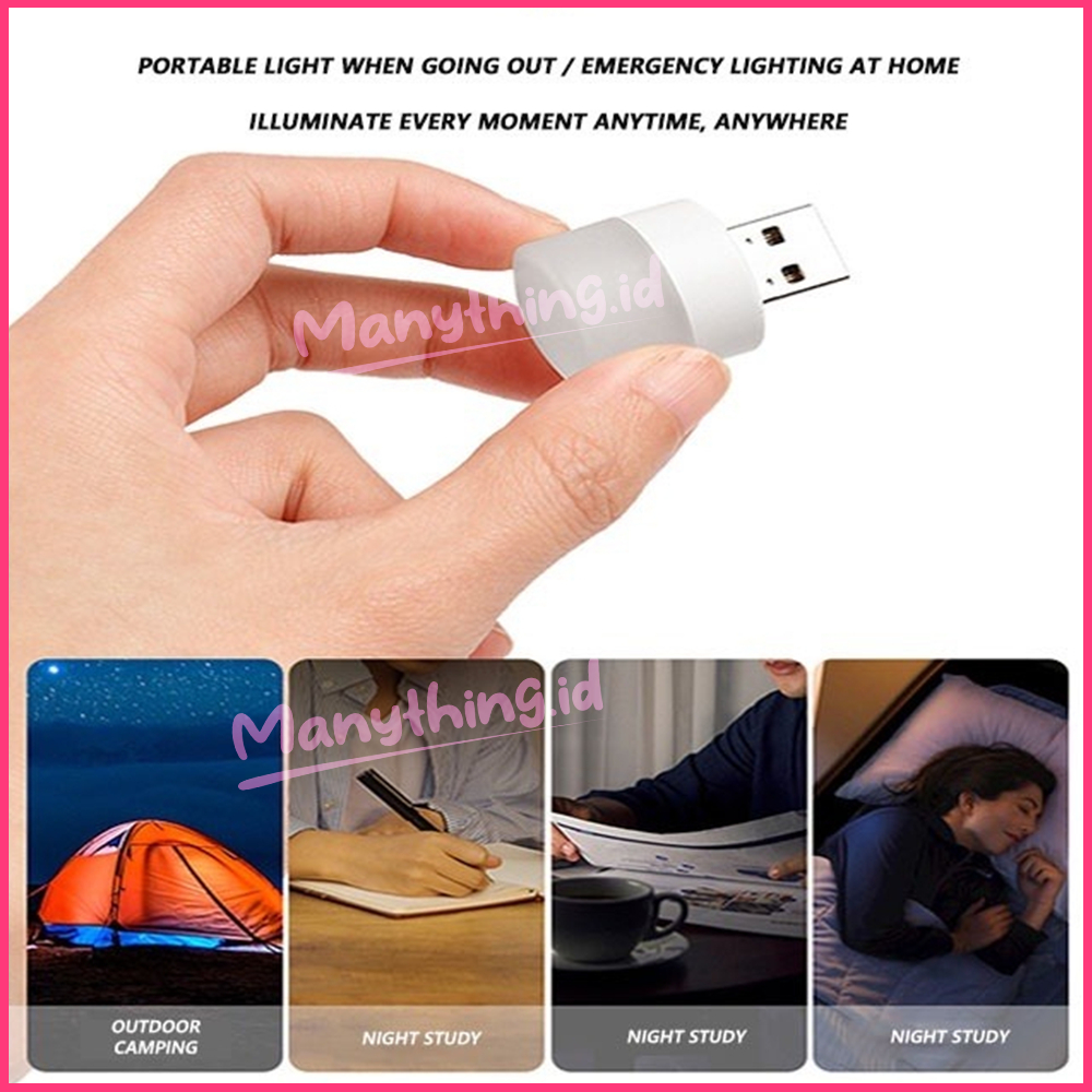 MANYTHING LAMPU MINI LED USB NIGHT LIGHT PORTABLE LAMPU BACA TIDUR / TRAVEL KECIL / LAMPU LED EMERGENCY LAMPU