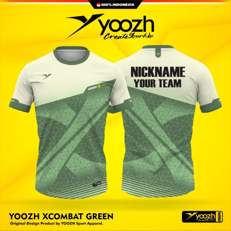[ ANAK & DEWASA ] BAJU YOOZH XCOMBAT GREEN BAJU YOOZH KAOS BADMINTON VOLLY GOWES IMPORT PINGPONG JER