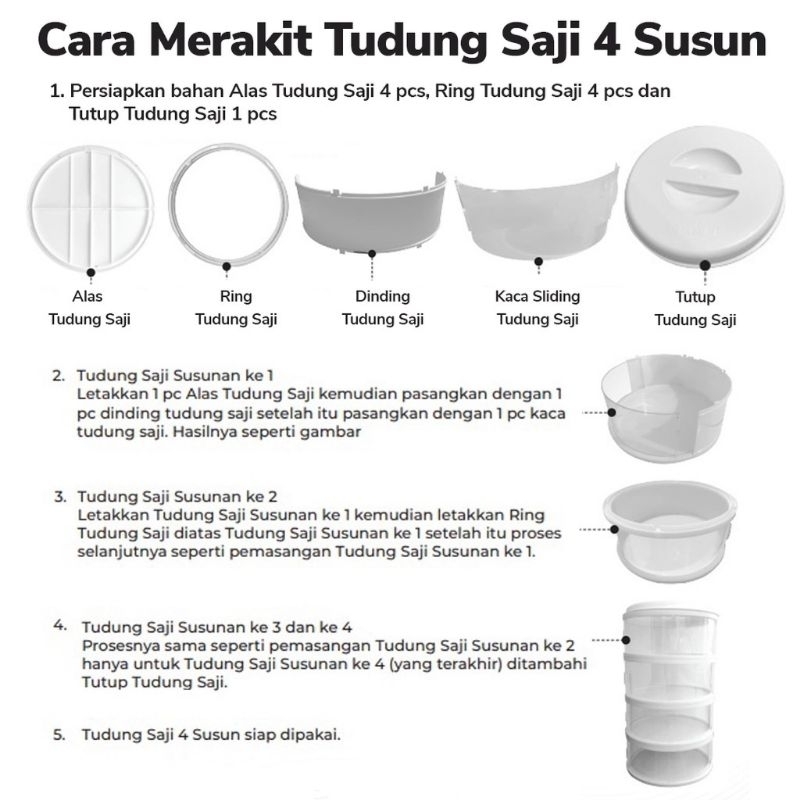 tempat penyimpanan makanan tudung saji 4 susun / food storage 4 susun