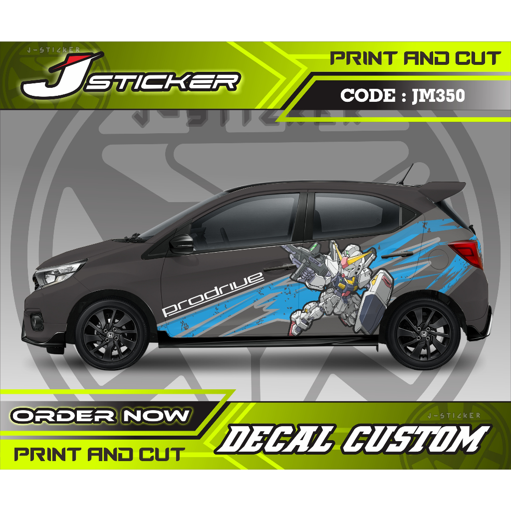 sticker printing mini gundam mobil ayla agya brio jazz yaris