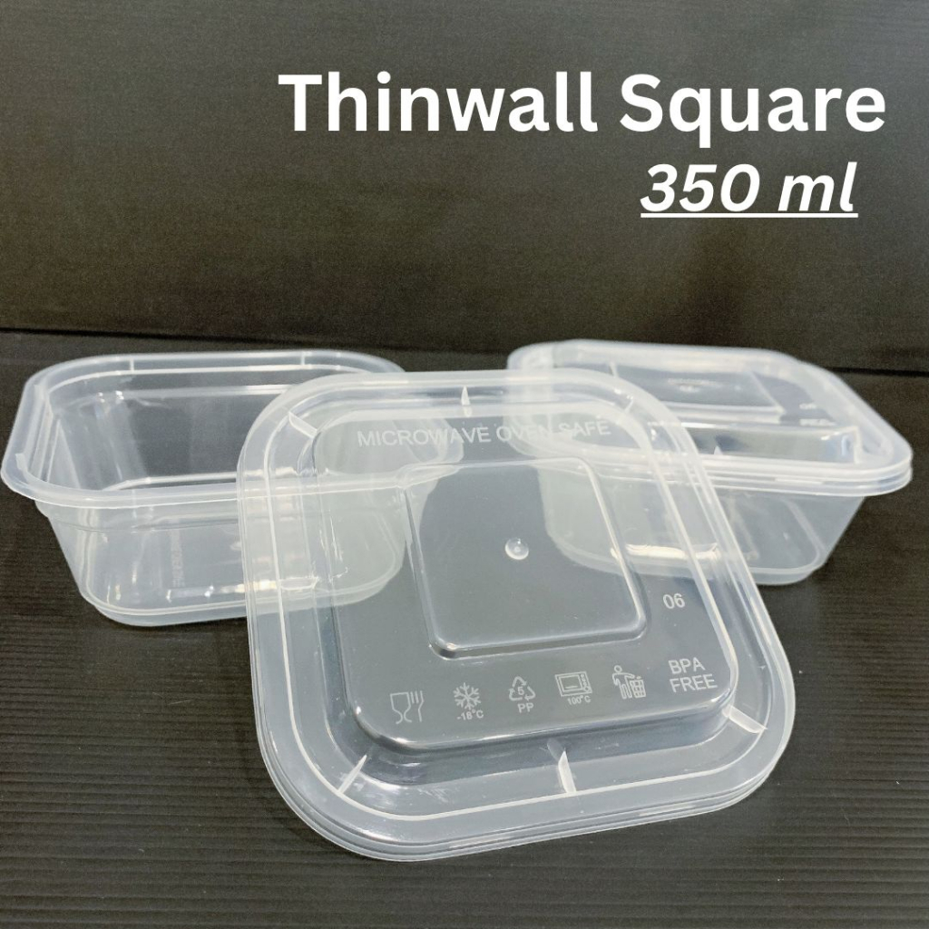 Thinwall Square 350 ml / Mangkok Makan Plastik 350ml