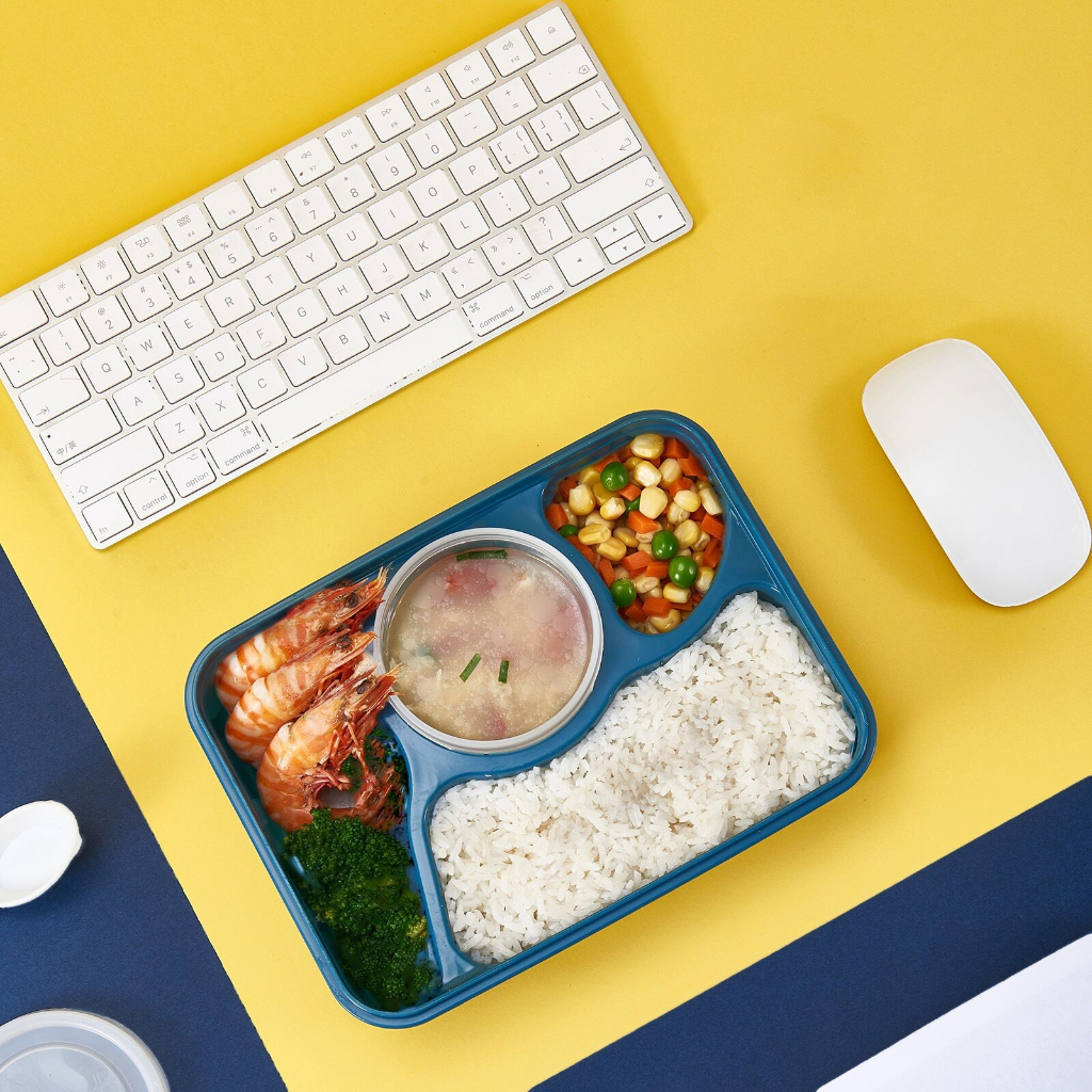 S30 Lunch Box 4 Sekat Tempat Bekal Bento KOTAK MAKAN SIANG ANAK SEKAT EMPAT DENGAN MANGKOK SUP