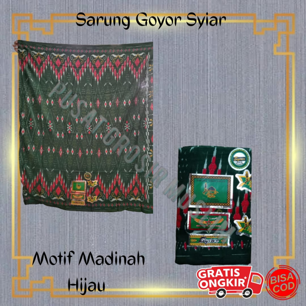 Promo Sarung Goyor Syiar Printing Sarung Goyor Botol Syiar Semi Tenun Motif Madinah Hijau