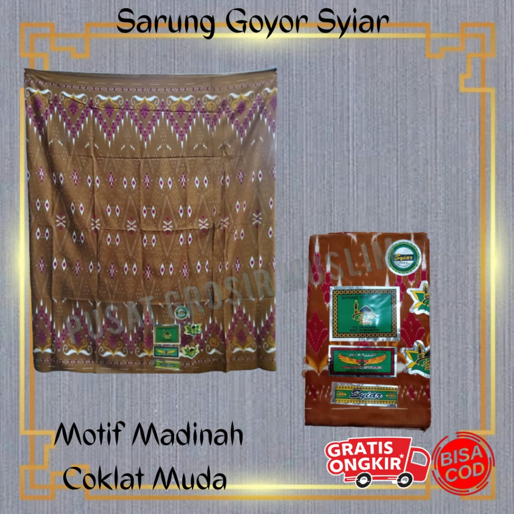 Promo Sarung Goyor Syiar Printing Sarung Goyor Botol Syiar Semi Tenun Motif Madinah Coklat Muda