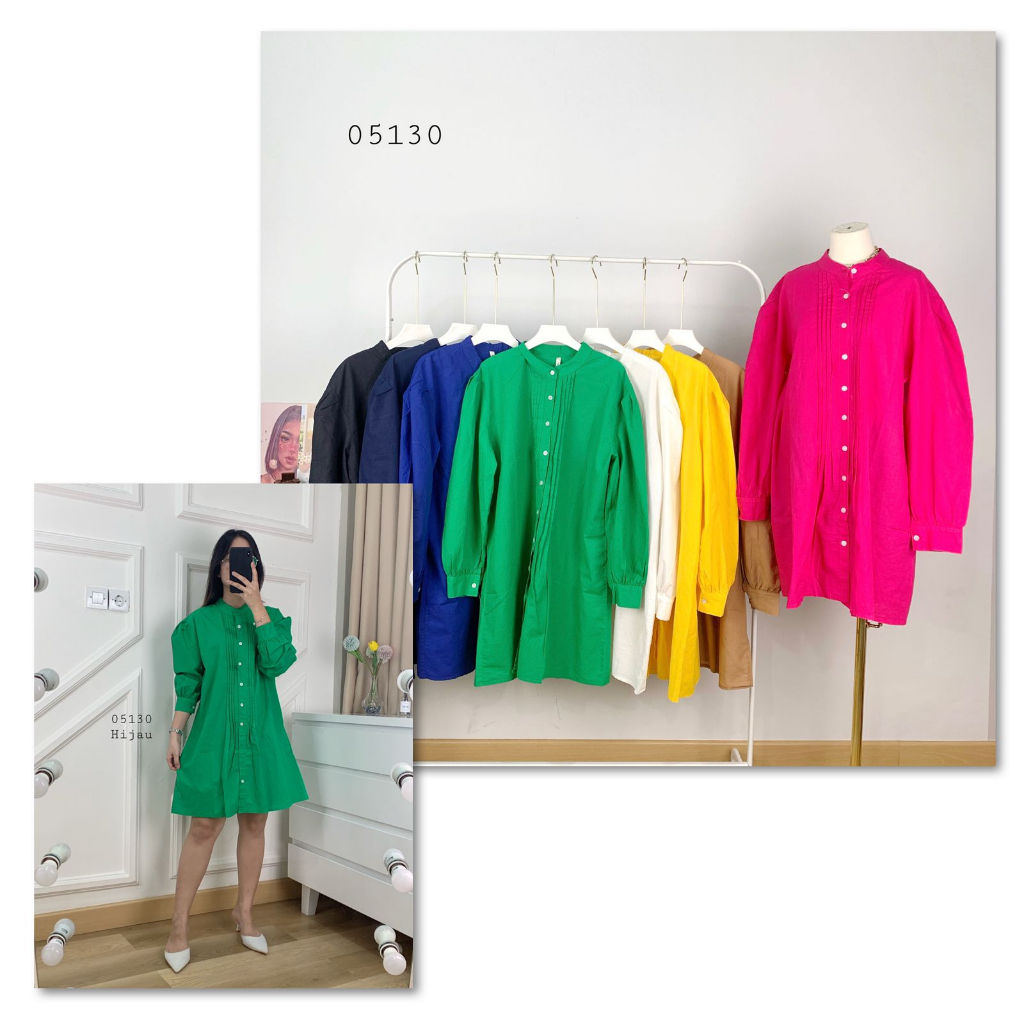 52881 - 05130 TUNIK KATUN POLOS 4W PREMIUM BASIC ATASAN TUNIK BODY PANJANG WANITA CASUAL BAHAN KATUN