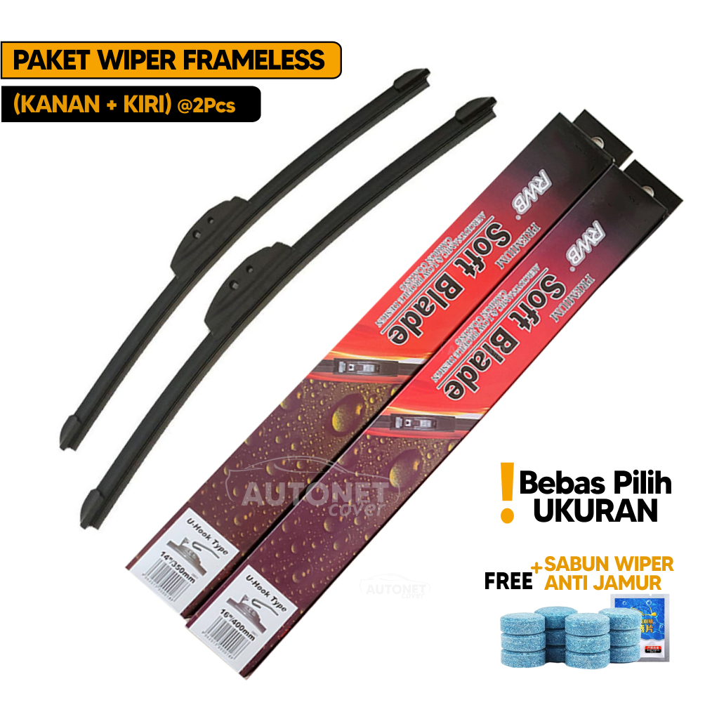 Wiper Mobil Banana Framless RWB Sepasang Soft Blade Xenia Ayla Terios Fortuner Brv Raize Agya Grandmax Avanza Brio Rush
