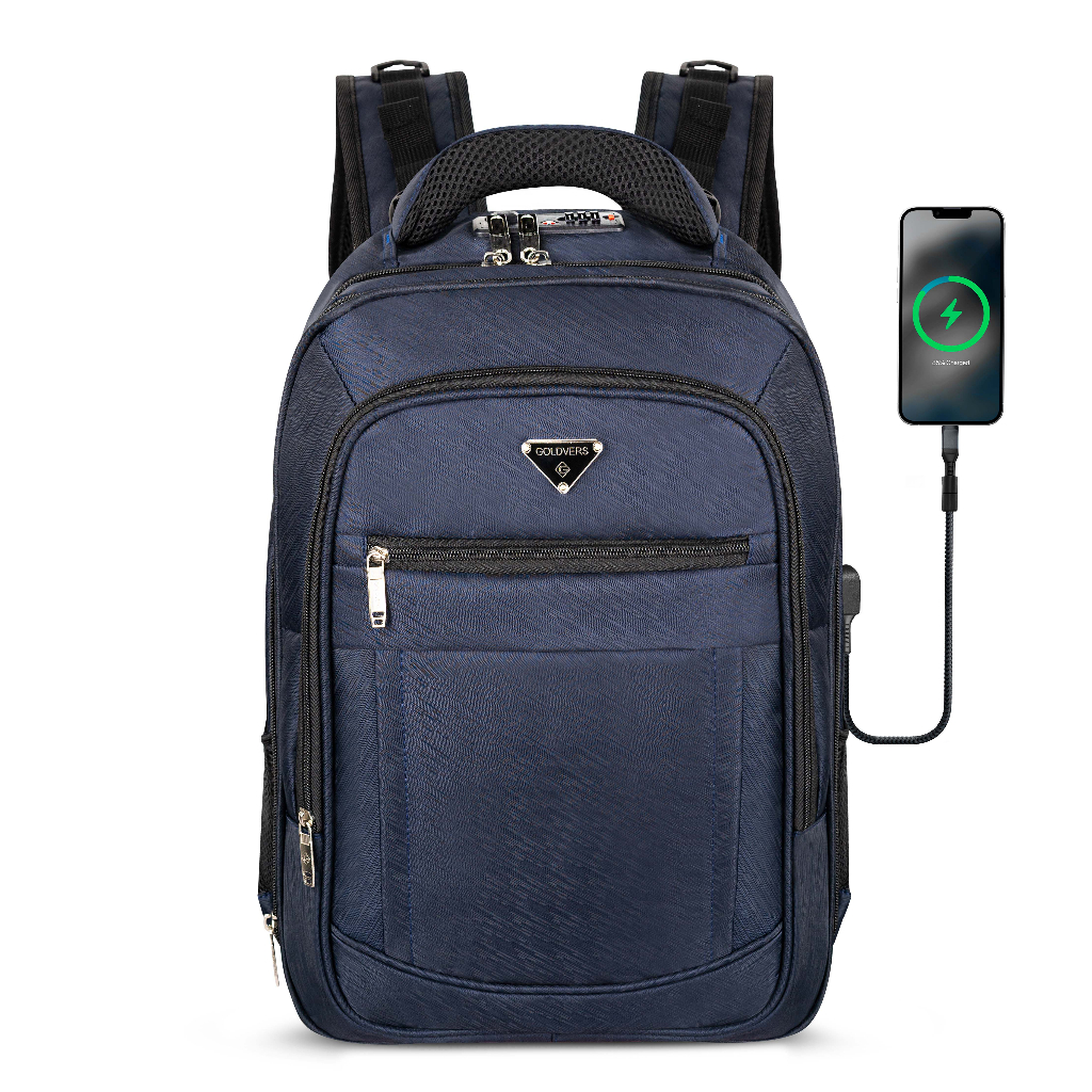 Tas Ransel Goldvers Sekolah kuliah Kerja Free Kabel Casual Modern USB Raincover