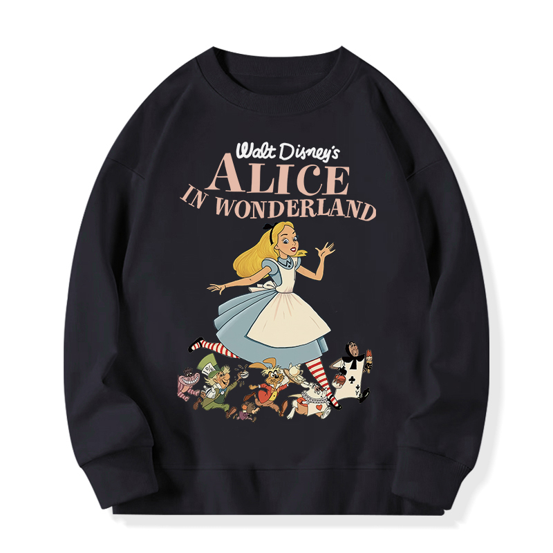 XiaoZhaiNv Korean Style Alice In Wonderland Pattern Lengan Panjang Baju Sweater Wanita A0912