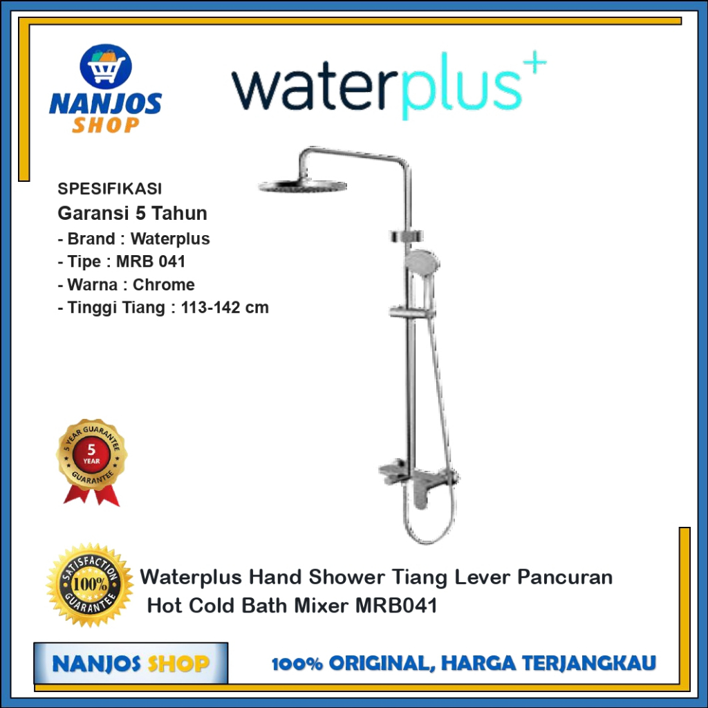 Waterplus Hand Shower Tiang Lever Diamond Shine / Shower Mandi Brass and Chrome / Wall Shower Panas Dingin Hand Set MRB041 Garansi Resmi 5 Tahun