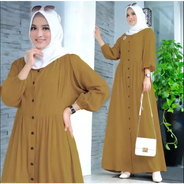 Gamis lebaran Wanita Kekinian ZERNITAA DRESS Terbaru 2026 Baju gamis wanita muslimah bahan CRINKLE P