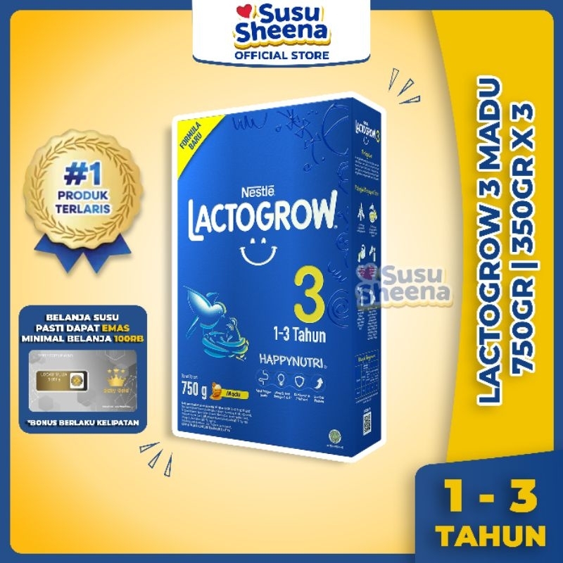 ‼️CUCI GUDANG‼️ LACTOGROW 3 750GRAM | TANPA DUS | VANILA MADU | 1-3 TAHUN | SUSU FORMULA PERTUMBUHAN BUBUK | 180GR 350GR 750GR 1000GR 1KG