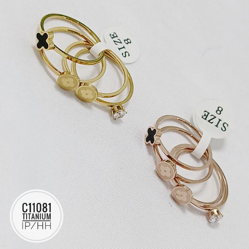 Cincin Titanium clover set 4 pcs gold C11081