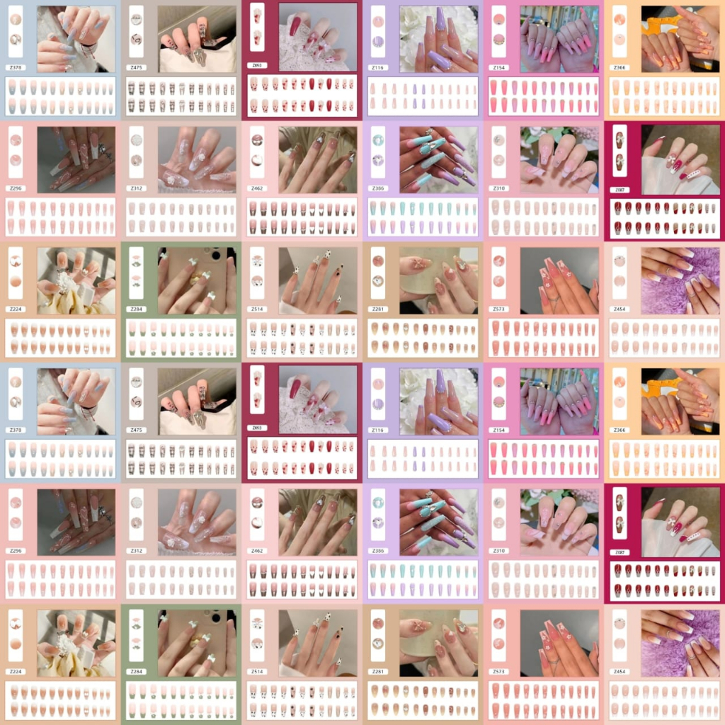 Kuku Palsu 24 pc Free Lem Model Panjang Mote