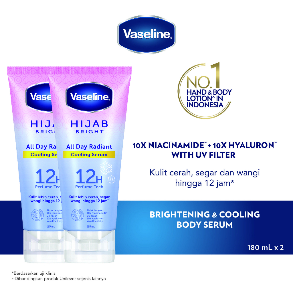 Vaseline Hijab Bright Cooling Body Serum 180ml Twinpack