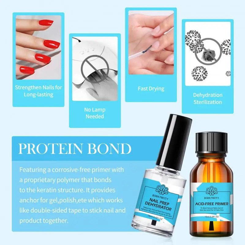 BORN PRETTY Nail-Primer dan Nail Prep Dehydrator 15ml