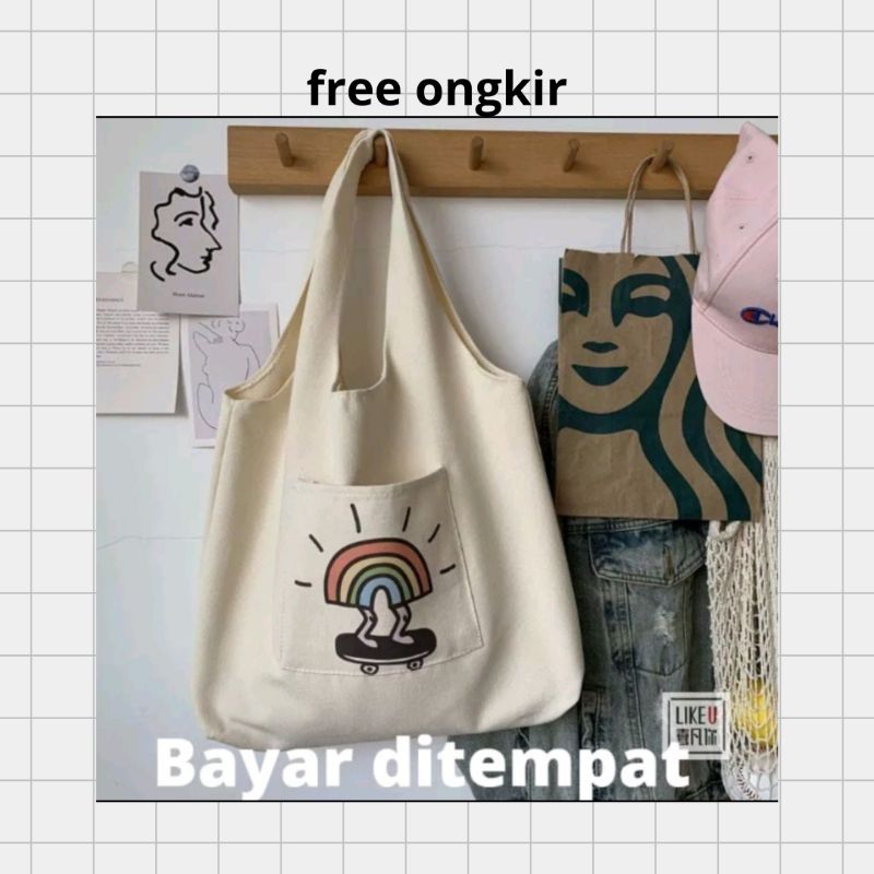 Totebag kuliah sekolah kerja lucu murah totebag fashion aesthetic tothbag kanvas tootbag style tot b