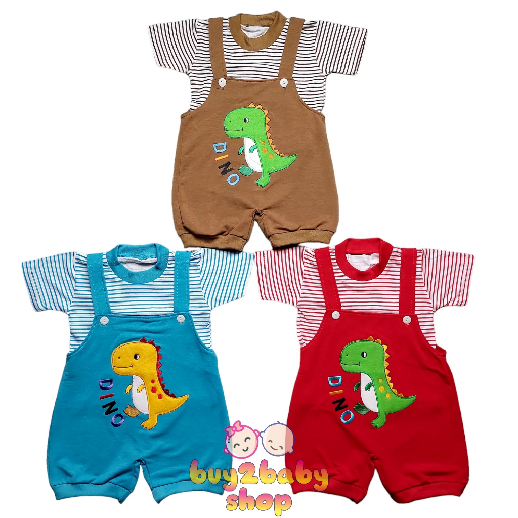 Baju kodok bayi overall pendek bayi model wearpack Dino Series 6-12 Bulan 1 PCS