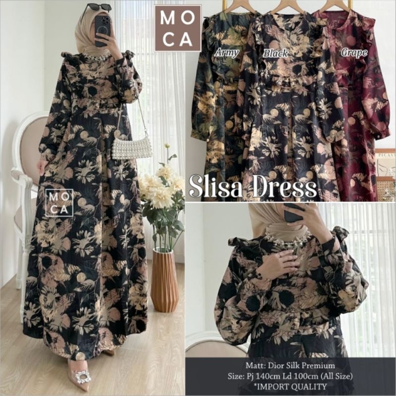 GAMIS DRESS WANITA BUSUI BAHAN DIOR SILK PREMIUM original produk by MOCA