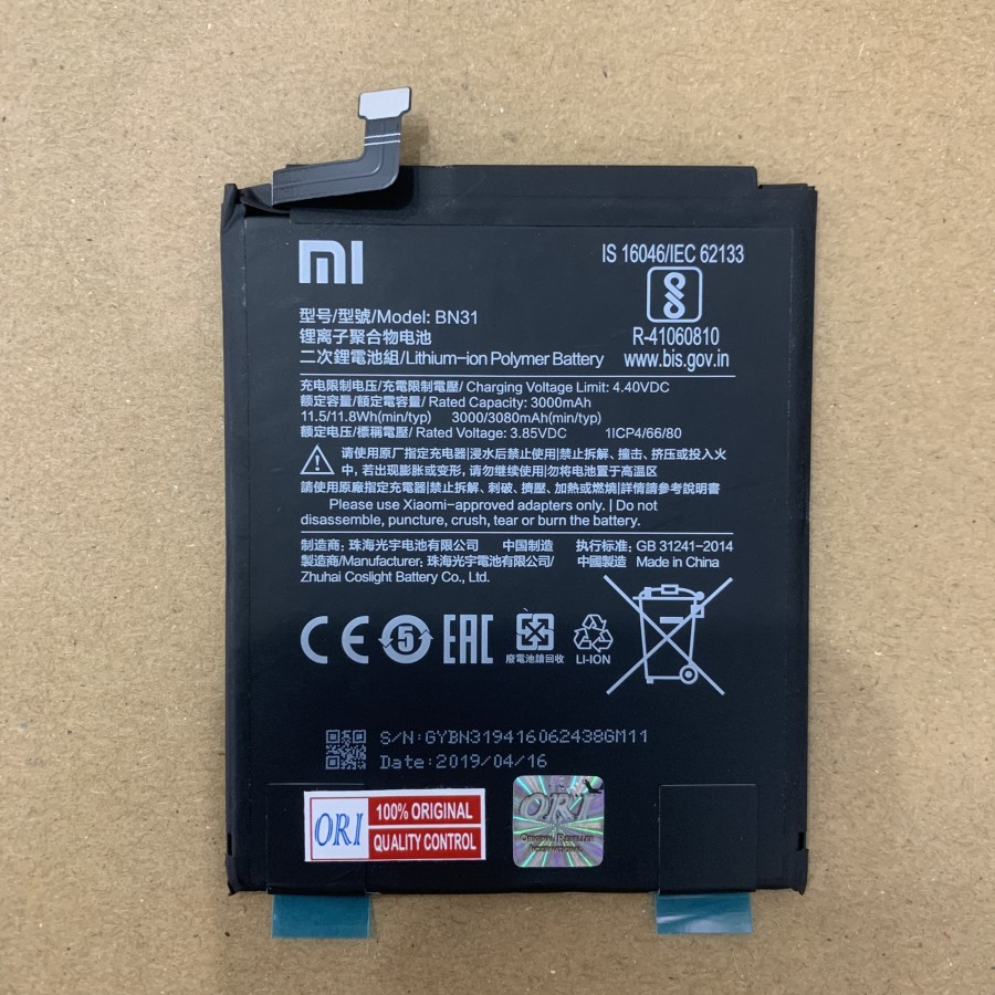 Batre Baterai xiaomi redmi A1 note 5A original xiaomi 100% BN31