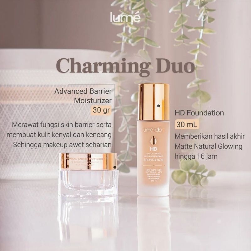 LUME Charming Duo Advanced Barrier Moisturizer + HD Foundation Light Neutral Sand BPOM