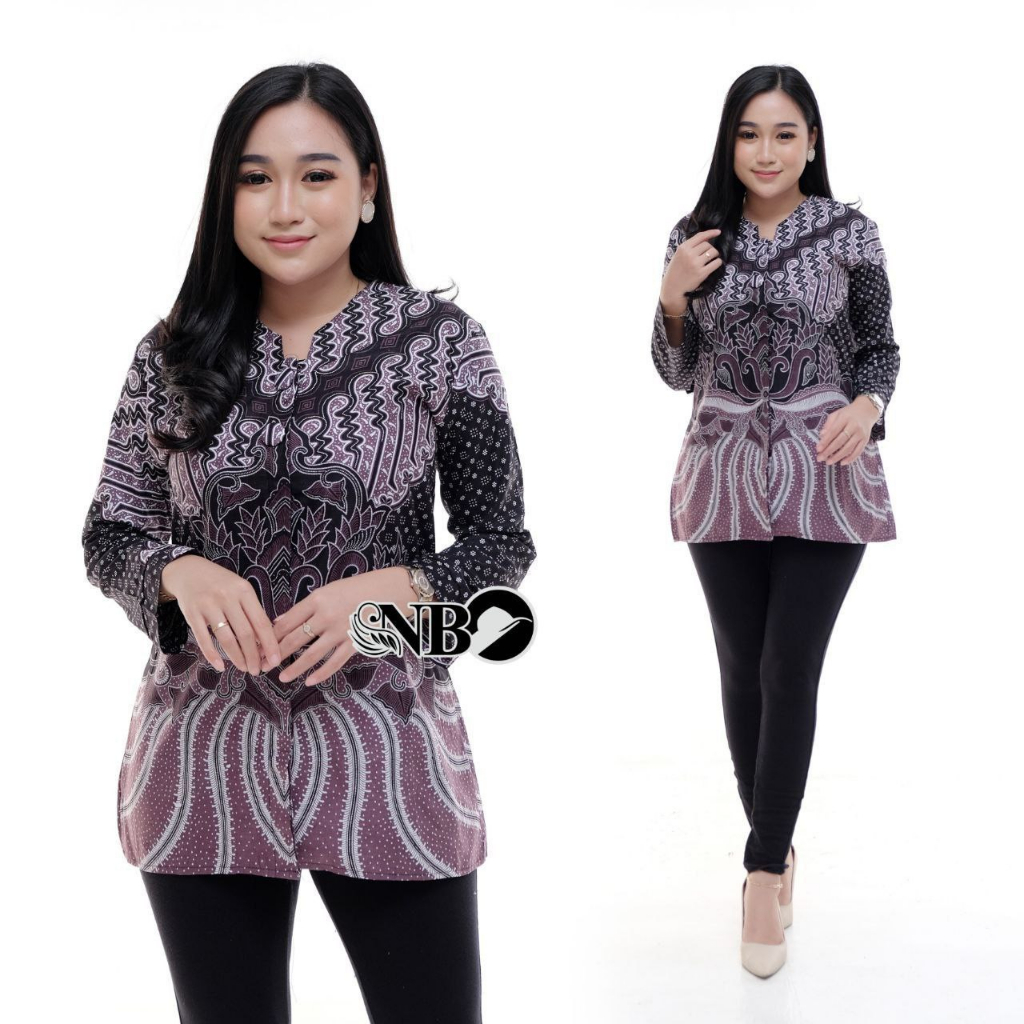 Baju Batik Wanita Modern Atasan Blouse Batik Kerja Kantor Wanita Seragam Batik M L XL XXL