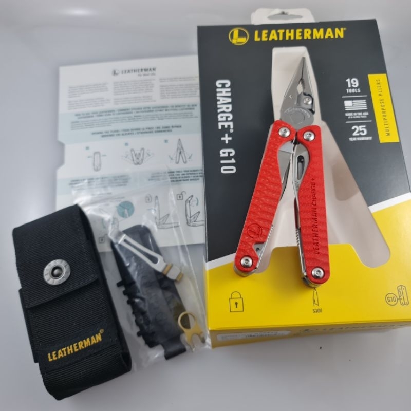Original Leatherman Charge Plus G10 Red TTi multitool EDC knife zt crk arc wave surge signal