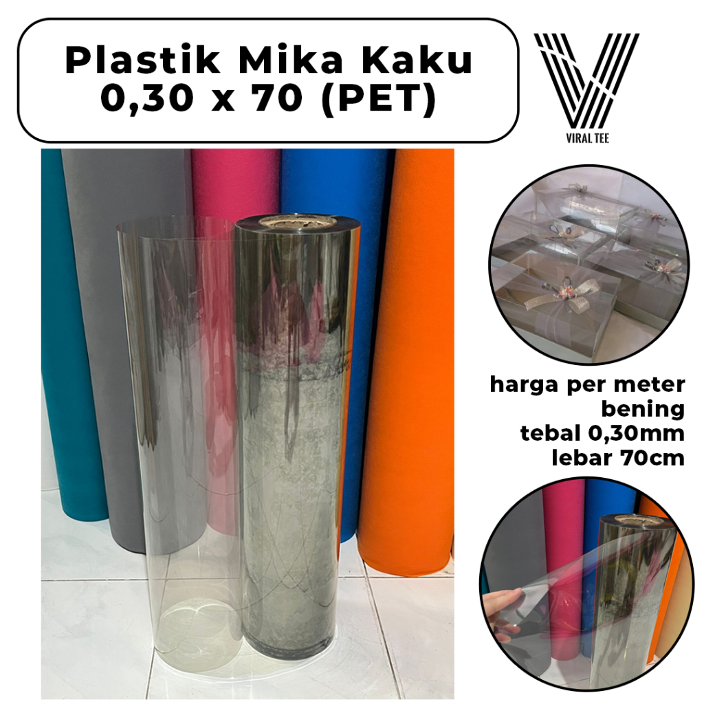 

Plastik Mika Kaku Meteran untuk Tutup Seserahan [0.30mm x 70cm] Pernikahan / Hantaran Bening PET Rigid Roll