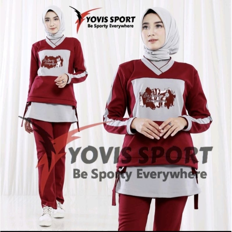 Setelan Olahraga Wanita Joger Rok sablon Yovis sport/Senam/Yoga/Baju Senam muslim