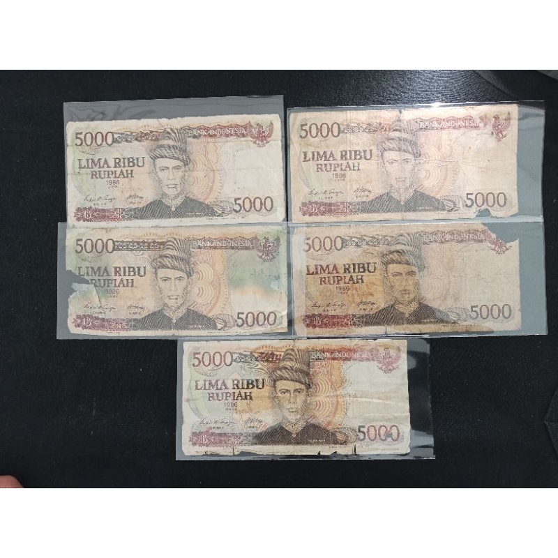 5 lembar 5000 teuku umar poor fine.