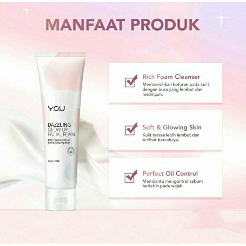 YOU Dazzling Glow Series Facial Foam l Toner | Day Cream 20gr | Night Cream 40gr | Tone Up Face Cream l Body Cream