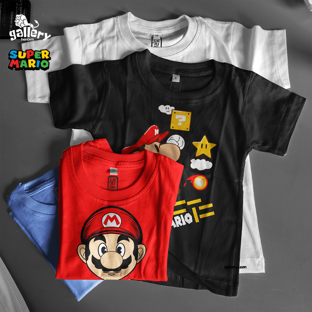 Kaos Atasan Anak Laki - Laki Super Mario Bros Kualitas Import Premium Kain Cotton Combed 30s Premium