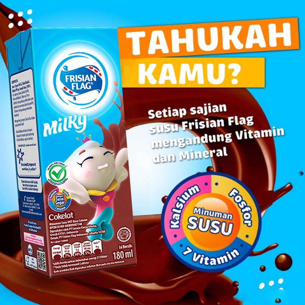 Milky* Frisian Flag* Susu Coklat* 180ml