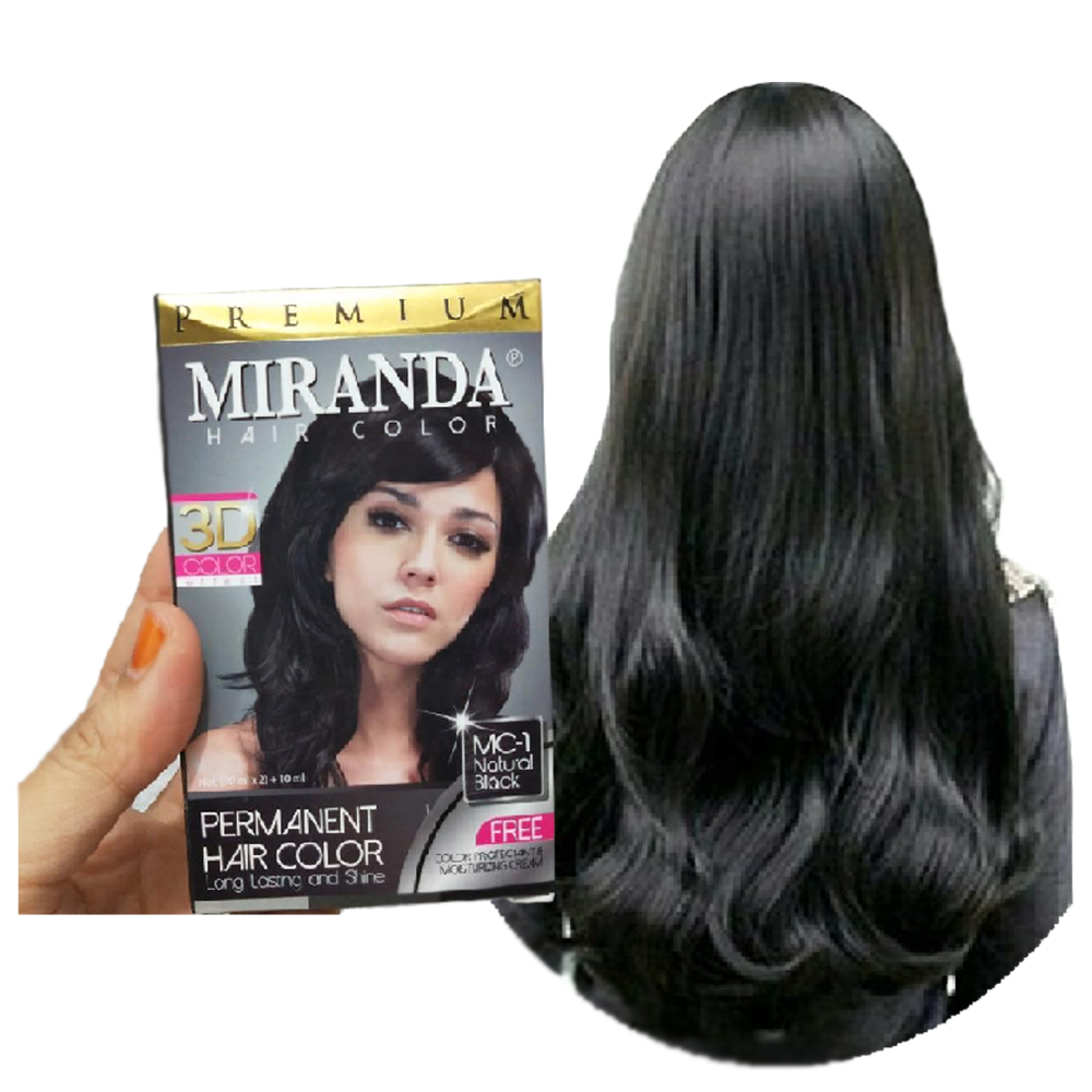 Semir Rambut Yang Bagus Permanen Warna Miranda Hair Color Premium MC-1 Black Paket Miranda + Set Man