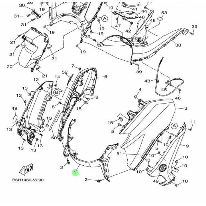 COVER FRONT DAGU LAMPU DEPAN ALL NEW NMAX SILVER DOFF ASLI ORI YAMAHA B6H F286F 00 P7
