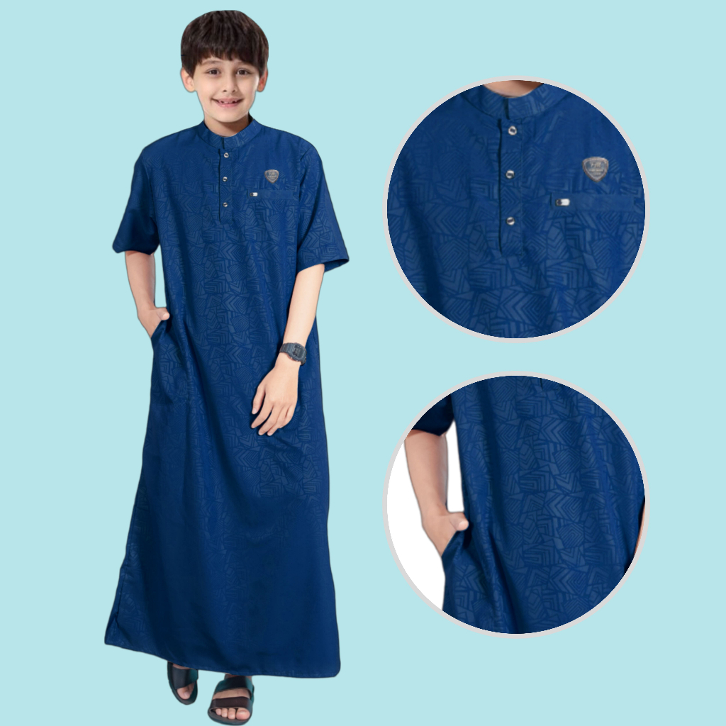 koko azmi embos Gamis anak laki laki/jubah anak laki laki/ baju koko anak terlaris dari usia  3 sampai 14 tahun